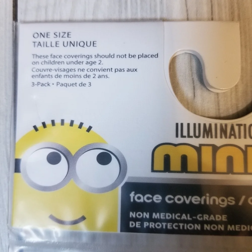 Kids Minions Face Mask (3 pack) NWT